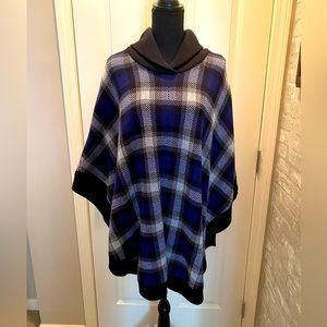 Like New Talbots XL Sweater Poncho-Grey and Blue
